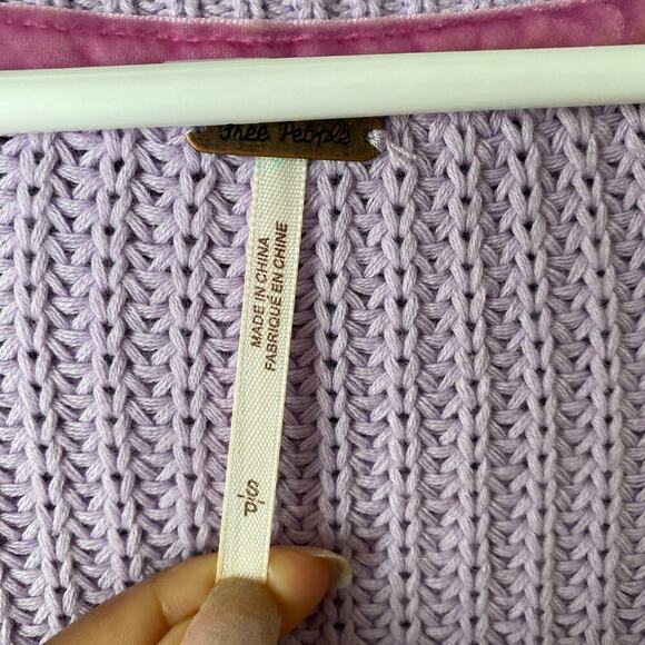 Free‎ People sz S purple knit bell sleeve 100% cotton sweater NWOT - Picture 6 of 11